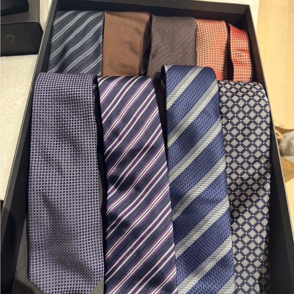 Hugo Boss Men's Tie Collection - Navy, Brown, and Orange